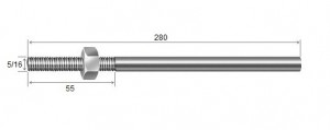 Haste Telha + Porca 5/16 x 280 R55mm Galvanizado Fogo - 10 peas
